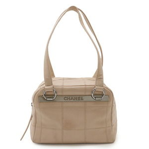 CHANEL Cream Caviar Leather Shoulder Bag